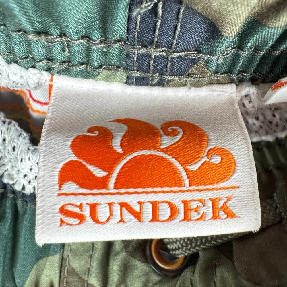 Sundek Mens Swim Trunks Size Large Camo Rainbow Stripe Swimming Board Shorts